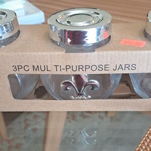 Multi-Purpose Glass Jars with Silver Lids - Set of 3